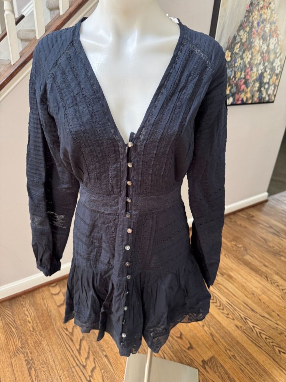 NWT Veronica Beard Addilyn Long Sleeve Lace Mini Dress Ink Navy Size 6 - Picture 2 of 5